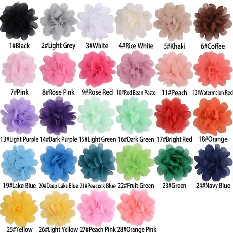Handmade Polyester Chiffon Flower Accessories For DIY Hair Clips Clothing Elegant Multicolor Fabric Craft Flowers For Kids Women