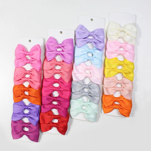 Handmade Grosgrain Ribbon Bow Hair Clips For Girls Solid Color Alligator Clips Kids Hair Accessories Boutique Hairpins