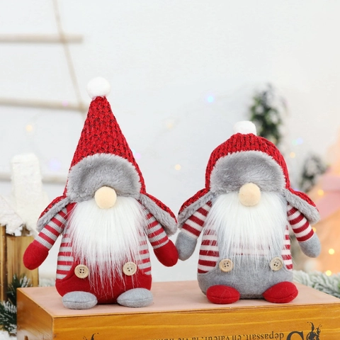Decorazioni per Bambole di Peluche Senza Volto con Gnomo di Natale Nordico Santa Tomte Con Cappello di Maglia per Casa