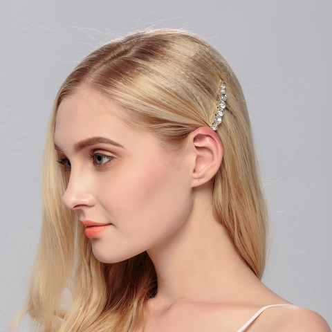 Funkelnde Strass Bobby Pin Gebogene Haarklammer Für Damen Minimalistische Kupferlegierung Kristall Eleganter Kopfschmuck