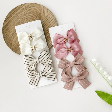 Fermagli per Capelli a Fiocco per Ragazze a Righe a Pois in Nastro Grosgrain con Fibbie in Metallo Accessori per Capelli Bambini