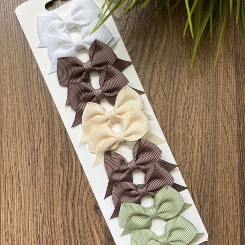 Assorted Grosgrain Ribbon Bow Hair Clips Set For Girls Colorful Solid Color Duckbill Clips Sweet Children Hair Accessories