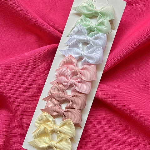 Assorted Grosgrain Ribbon Bow Hair Clips Set For Girls Colorful Solid Color Duckbill Clips Sweet Children Hair Accessories