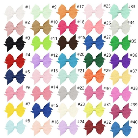 Grosgrain Ribbon Bowknot Hair Clips For Baby Girls Handmade Solid Color Alligator Clips Sweet Hair Accessories For Kids Daily Wear