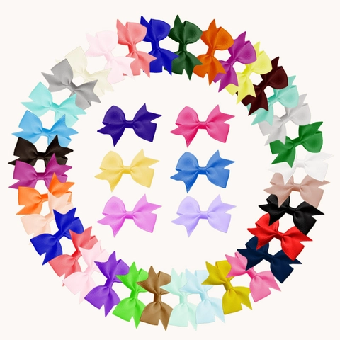 Grosgrain Ribbon Bowknot Hair Clips For Baby Girls Handmade Solid Color Alligator Clips Sweet Hair Accessories For Kids Daily Wear