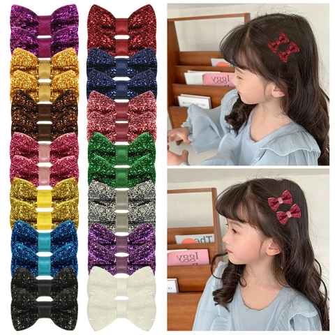 Glitzer Pailletten Schleife Haarschmuck Süß Handgemacht Polyester Schleife Ornamente Für Mädchen Kinder Täglich Deko