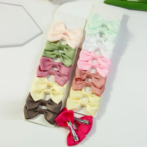 Handmade Grosgrain Ribbon Bow Hair Clips Set For Girls Children Sweet Multicolor Ribbon Bowknot Barrettes Accessories Gift