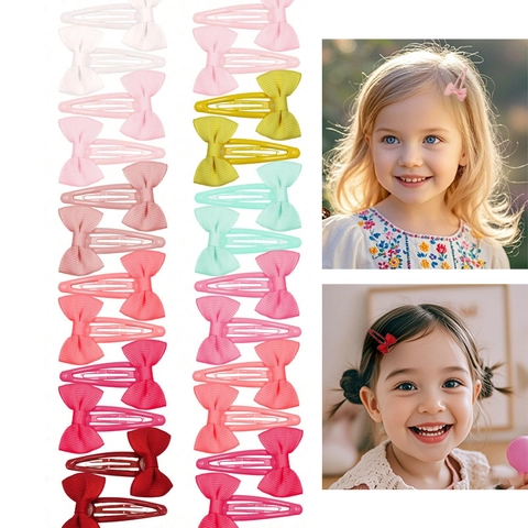 Cute Ribbon Bow Hair Clips Colorful Grosgrain Ribbon Bowknot BB Clips Sweet Fashion Girls Kids Children Hair Accessories