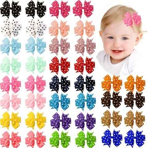 Handmade Polka Dot Grosgrain Ribbon Bow Hair Clips For Toddler Girls Sweet Polyester Hair Accessories Swallowtail Hair Clip