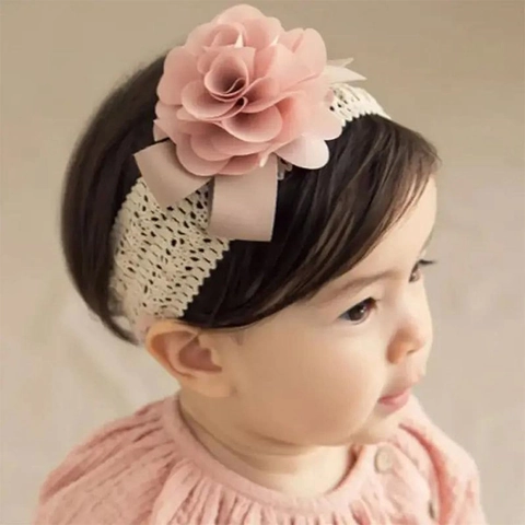 Bandeau à Fleurs pour Bébé Fait à la Main Bande de Cheveux en Dentelle Élastique Douce Accessoires de Coiffure pour Filles
