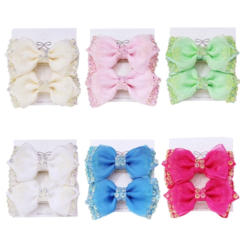 Handgefertigte Strass Netz Schleife Haarspangen Set Für Kinder Band Schmetterling Haarnadeln Süße Netz Tüll Haar Barrettes Schmuck