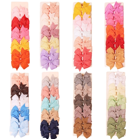 Handcrafted Grosgrain Ribbon Bow Hair Clips For Kids Girls Cute Morandi Color Bowknot Alligator Clips Hair Accessories Decoration