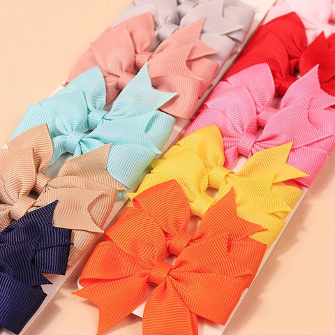 Handcrafted Grosgrain Ribbon Bow Hair Clips For Kids Girls Cute Morandi Color Bowknot Alligator Clips Hair Accessories Decoration