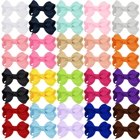 Handcrafted Grosgrain Ribbon Bow Hair Clips For Kids Girls Solid Color Boutique Bowknot Hairpin Daily Hair Accessories
