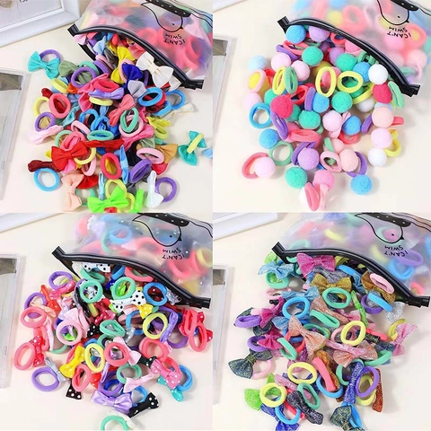 Handmade Bow Hair Ties Elastic Ribbon Scrunchies For Girls Multicolor Fabric Headwear Accessories For Children School Daily