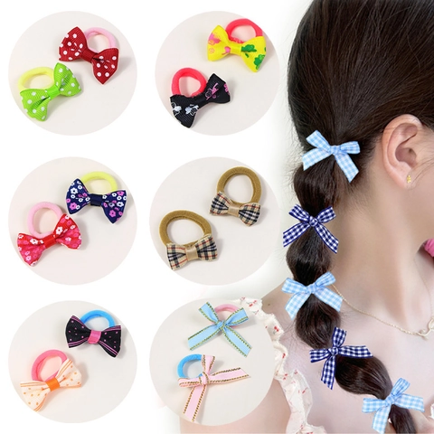 Handmade Bow Hair Ties Elastic Ribbon Scrunchies For Girls Multicolor Fabric Headwear Accessories For Children School Daily