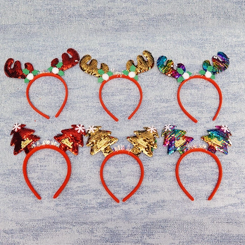 Weihnachten Pailletten Haarreif Rentiergeweih Weihnachtsbaum Haarreif Festliche Party Deko Für Kinder Damen Haarschmuck