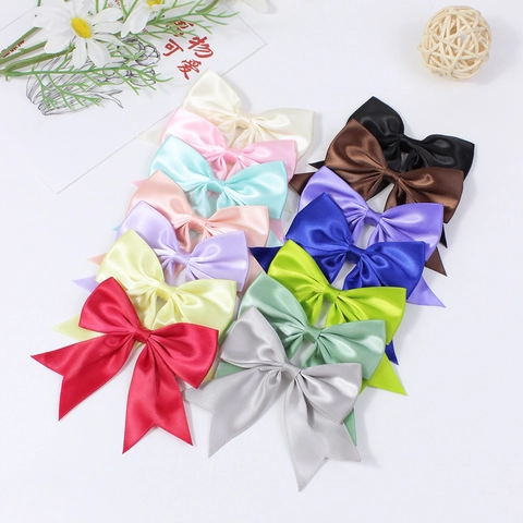 Pinza para el Cabello con Lazo de Satén Hecha a Mano Color Sólido Dulce Estilo Coreano Accesorio para el Cabello para Niñas