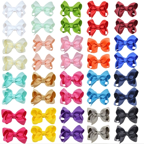 Handmade Grosgrain Ribbon Bow Hair Clips For Kids Girls Solid Color Butterfly Hairpin Western Style Hair Accessories