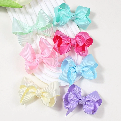 Handmade Grosgrain Ribbon Bow Hair Clips For Kids Girls Solid Color Butterfly Hairpin Western Style Hair Accessories