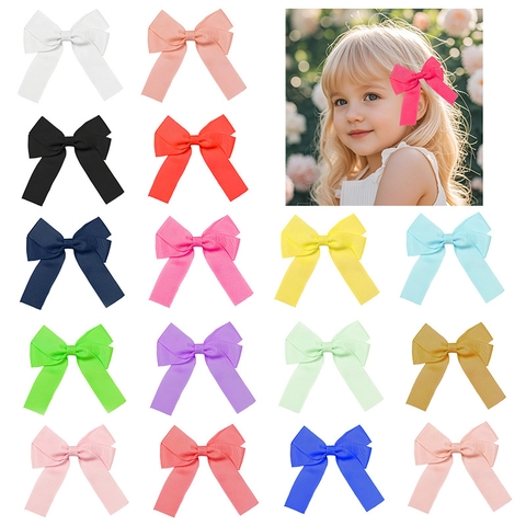 Handgefertigte Ripsband Schleifen Für Kinder DIY Haarschmuck Einfarbig Doppellagige Schleife Ohne Clip Für Mädchen