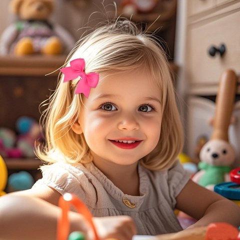 Handmade Grosgrain Ribbon Bow Hair Clips For Kids Girls Small Solid Color Hairpins Sweet INS Style Kids Hair Accessories