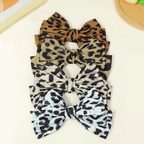 Handgefertigte Polyester Lagen Große Schleife Haarklammer Vintage Leopard Druck Mode Haarschmuck Für Damen Mädchen Haardekoration