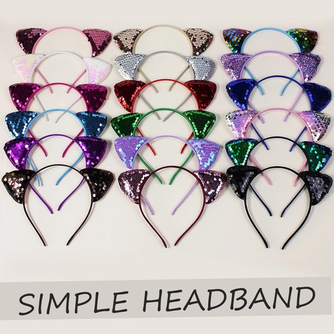 Diadema de Orejas de Gato con Lentejuelas Brillantes para Niñas Diadema Dulce Fiesta Decoración Diaria Accesorios para el Cabello