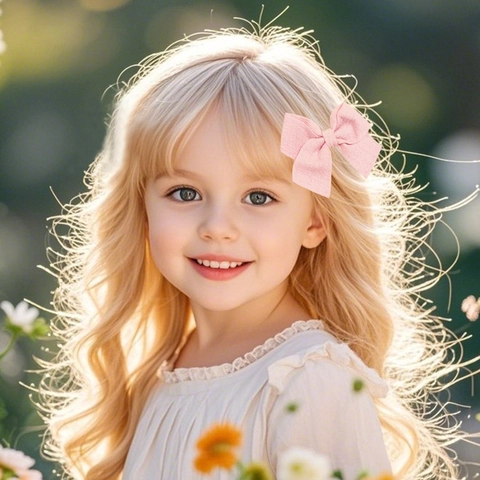 Kids Sweet Bow Hair Clips Soft Solid Color Cloth Hairpins Fashion Girls Hair Accessories For Daily School Party