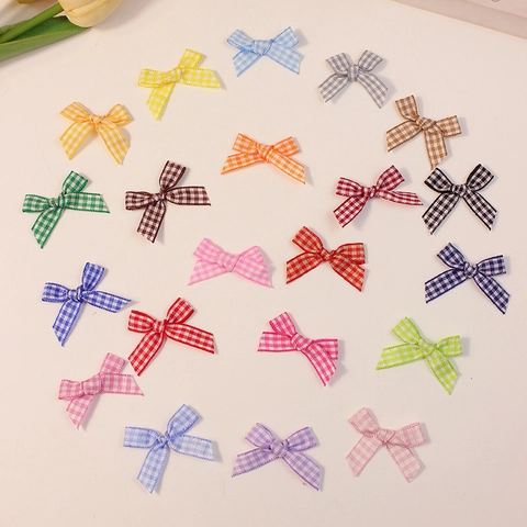 Handgefertigte Gingham-Karo-Schleifen-Zubehör Für Kinder Mädchen DIY Haarschmuck Kleidung Geschenkbox Stoff Kleine Schleifen