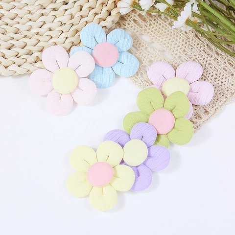 Toppa a Fiori in Tessuto Per Accessori Capelli Fai-da-te Spilla Abbigliamento Fatto a Mano Stile Coreano Fiore a Cinque Petali Decor