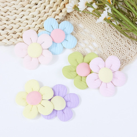 Toppa a Fiori in Tessuto Per Accessori Capelli Fai-da-te Spilla Abbigliamento Fatto a Mano Stile Coreano Fiore a Cinque Petali Decor