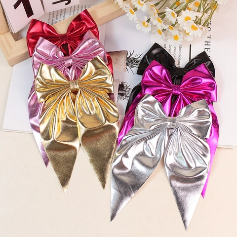 Französischer Stil Metallic Schleife Haarspange Elegant Langes Band Satin Finish Haarnadel Haarschmuck Für Kinder Damen