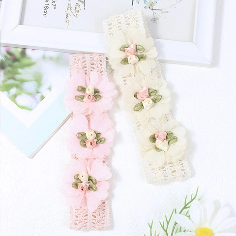 Kids Baby Floral Lace Headband Sweet Rose Flower Elastic Hair Band For Infant Toddler Girls Photography Hair Accessories