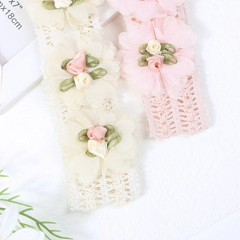 Kids Baby Floral Lace Headband Sweet Rose Flower Elastic Hair Band For Infant Toddler Girls Photography Hair Accessories