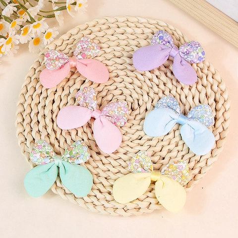 Handmade Polyester Floral Patchwork Bowknot DIY Accessories For Kids Clothing Shoes Decoration Pastoral Sweet Style Bows
