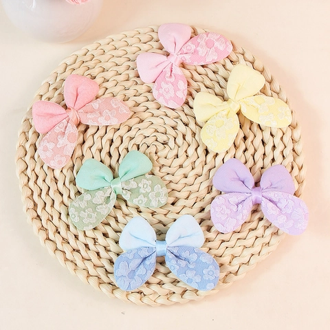 Handgemaakte Polyester Stof Strik Accessoires Met Bloemen Kant Patroon Voor DIY Haarsieraden En Kleding Decoratie Dames