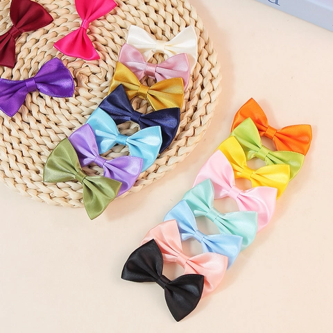 Lazo De Satén De Poliéster Hecho A Mano Accesorios De Joyería DIY Decoración Regalo Mini Lazos De Color Sólido Para Ropa