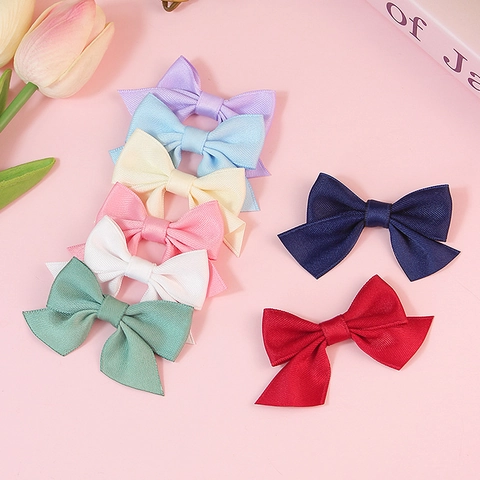 Handmade Polyester Grosgrain Ribbon Bows For DIY Hair Accessories Clothing Bags Decoration Crafting Sweet Solid Color Bow