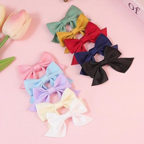 Handmade Polyester Grosgrain Ribbon Bows For DIY Hair Accessories Clothing Bags Decoration Crafting Sweet Solid Color Bow