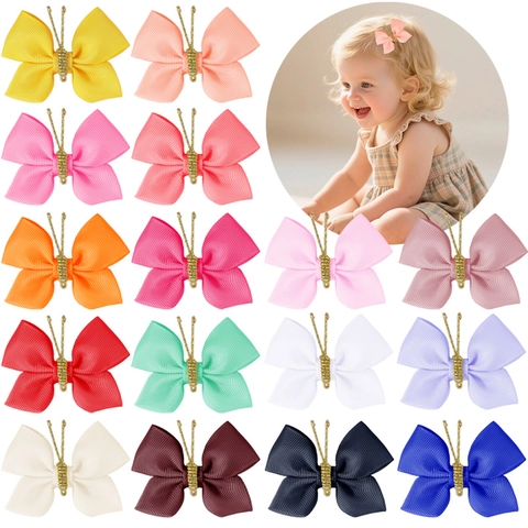 Handmade Polyester Ribbon Butterfly Bow Hair Clip For Girls Cute Colorful Children Sweet DIY Hair Accessories Gift Wrapping Decor