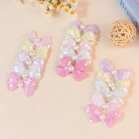 DIY Sequin Bow Accessories With Artificial Pearl For Hair Clips Clothing Decoration Handmade Craft Sweet Bows Findings