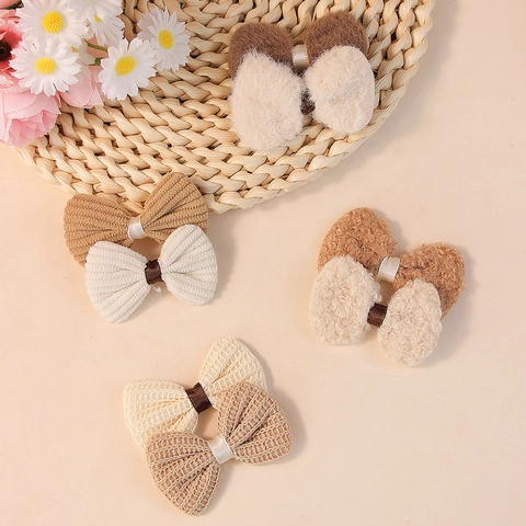 Handgemachte Polyester Schleife DIY Haarschmuck Erdtöne Vlies Cord Strick Schleifen Für Kleidung Schuhe Deko 8 Farben