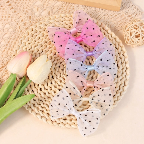 Netzgewebe Punktemuster Schleife DIY Materialien Für Haarschmuck Bekleidungsdekoration Handgefertigte Bastelzubehör Für Kinder