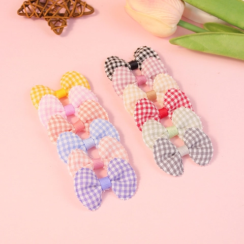 Mini Gingham Fabric Bow Knot DIY Handmade Accessories For Hair Clips Clothing Decoration Polyester Plaid Bows Craft Material