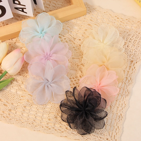 Elegante Fiore di Organza a Più Strati Accessorio Artigianale Fai-da-te Fatto a Mano per Fermagli per Capelli Vestiti Fiori a Rete