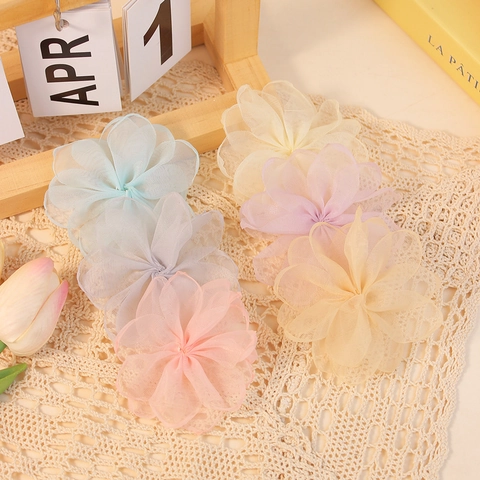 Elegante Fiore di Organza a Più Strati Accessorio Artigianale Fai-da-te Fatto a Mano per Fermagli per Capelli Vestiti Fiori a Rete