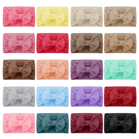 Soft Elastic Cable Knit Baby Headband Large Bow Hair Band Solid Color Ribbed Headwrap For Toddler Infants Kids Hair Accessory