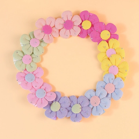 Accessori per Capelli DIY in Tessuto a Forma di Fiore con Strass Decorazione per Scarpe e Calze per Animali Domestici