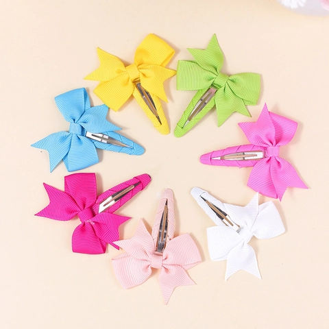 Fermagli per Capelli a Fiocco in Nastro Grosgrain Stile Coreano per Bambine Semplici Fermagli in Metallo Rivestiti a Mano Accessori